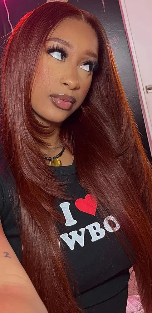 Layered Straight Synthetic Lace Front Wig – Natural Pre-Plucked Hairline & T-Part Glueless Design