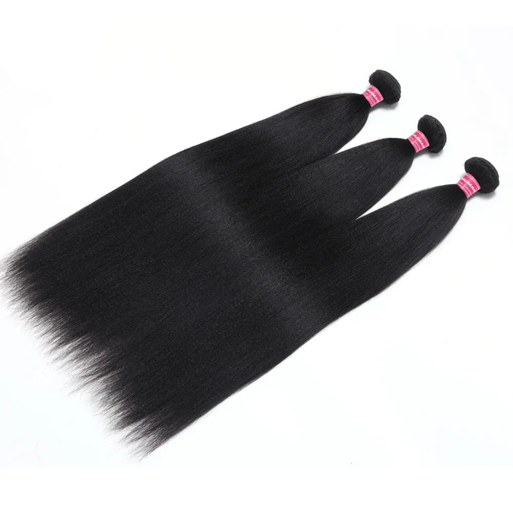 UNice Yaki Straight Human Hair Bundles – 1/3/4 PCS, 100g Per Bundle, Natural Color, Sew-In Weaves, 8-26 Inch