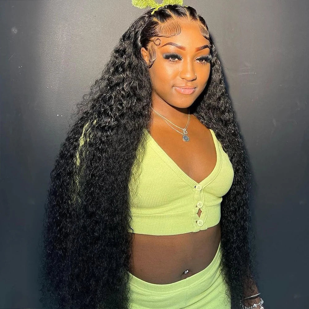 Deep Wave HD Lace Frontal Wig – 13x6 Lace Front, 100% Human Hair, 26-40 Inch, Pre-Plucked Hairline, 150%-250% Density