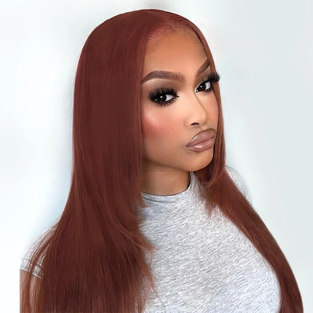 Straight Layered Lace Front Synthetic Wig – T-Part Glueless Design with Natural Pre-Plucked Hairline