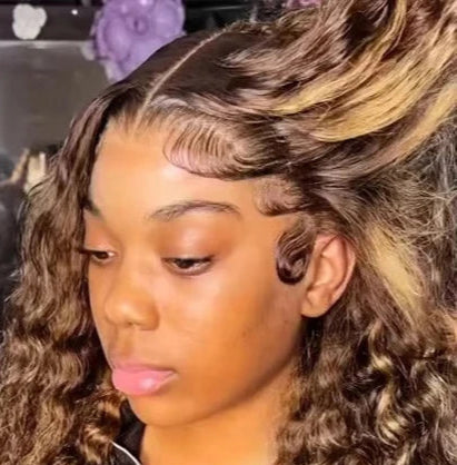 Long Deep Wave Lace Front Wig – 100% Human Hair, Glueless, Transparent Swiss Lace, 26+ Inches