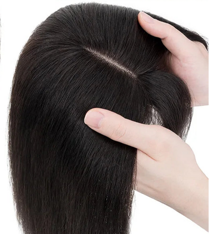 100% Real Human Hair Topper with Bangs – Natural Look, Tangle-Free, Multiple Colors & Sizes