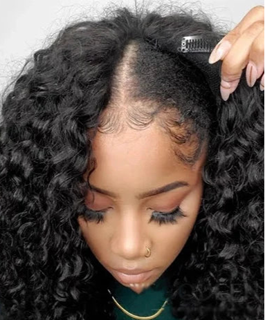 Deep Wave Human Hair Wig – Natural Black, Pre-Plucked Hairline, 8-34 Inches, 150%-250% Density