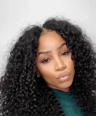Deep Wave Human Hair Wig – Natural Black, Pre-Plucked Hairline, 8-34 Inches, 150%-250% Density