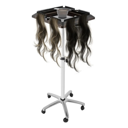 Adjustable Rolling Salon Trolley Tray Cart with Heat-Resistant Storage Buckets | Mobile Hairdressing & Beauty Organizer