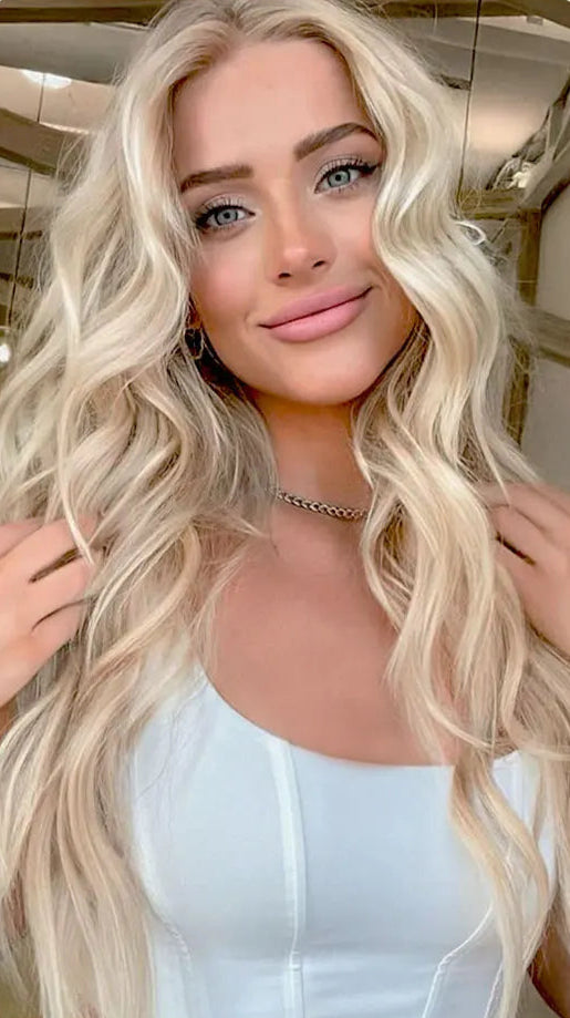 24-Inch Brunette Highlights Balayage Synthetic Clip-In Hair Extensions - Body Wave, Tangle-Free & Silky Smooth