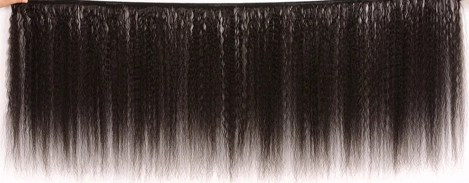 Kinky Straight Human Hair Bundles – 100% Natural, Machine Double Weft, Can Be Permed and Styled