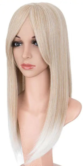 18-inch Synthetic Hair Topper – Soft Straight with 6x6 Lace Base & 4 Anti-Slip Clips for Instant Volume