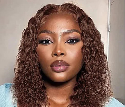 Deep Wave Lace Front Wig – 13x4 Frontal, Chocolate Brown, 10-16 Inch