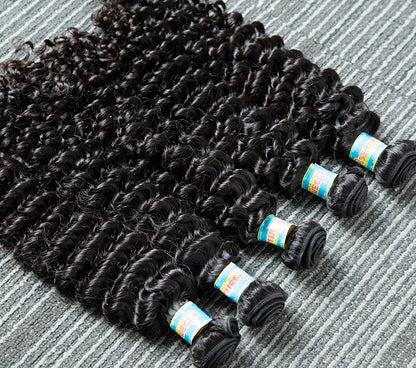 Premium Water Wave Curly Human Hair Bundles – 100% Virgin, Soft & Silky, Double Weft, 1-4 Bundle Deals