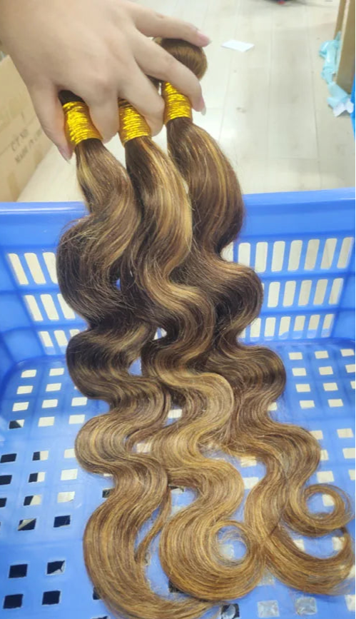 Highlight Colored Human Hair Bundles - 100% Human Hair, Dye-Friendly & Customizable