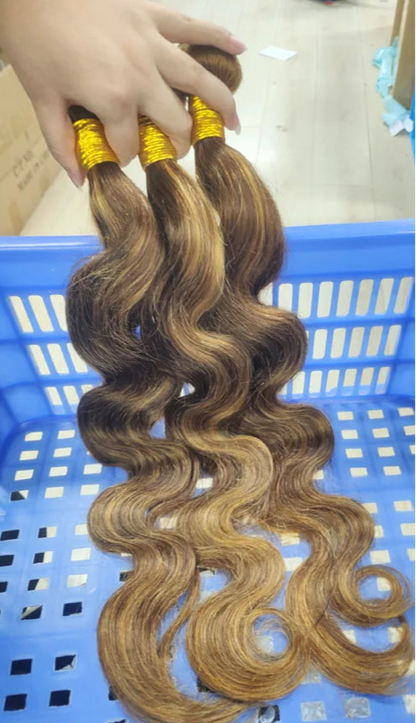 Highlight Colored Human Hair Bundles - 100% Human Hair, Dye-Friendly & Customizable