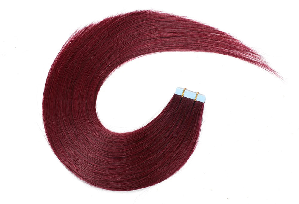 Salon Quality Straight Tape-In Hair Extensions | 100% Premium Human Hair, 20 Pcs/Lot, Reusable Blue Tape