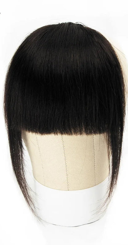 Isheeny 100% Natural Human Hair Clip-In Blunt Cut Bangs – Lightweight Fringe Extensions