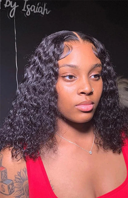 Deep Wave Lace Front Bob Wig – 13x4 HD Lace, 180% Density, Natural Pre-Plucked Hairline, 4-16 Inches