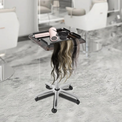 Adjustable Rolling Salon Trolley Tray Cart with Heat-Resistant Storage Buckets | Mobile Hairdressing & Beauty Organizer
