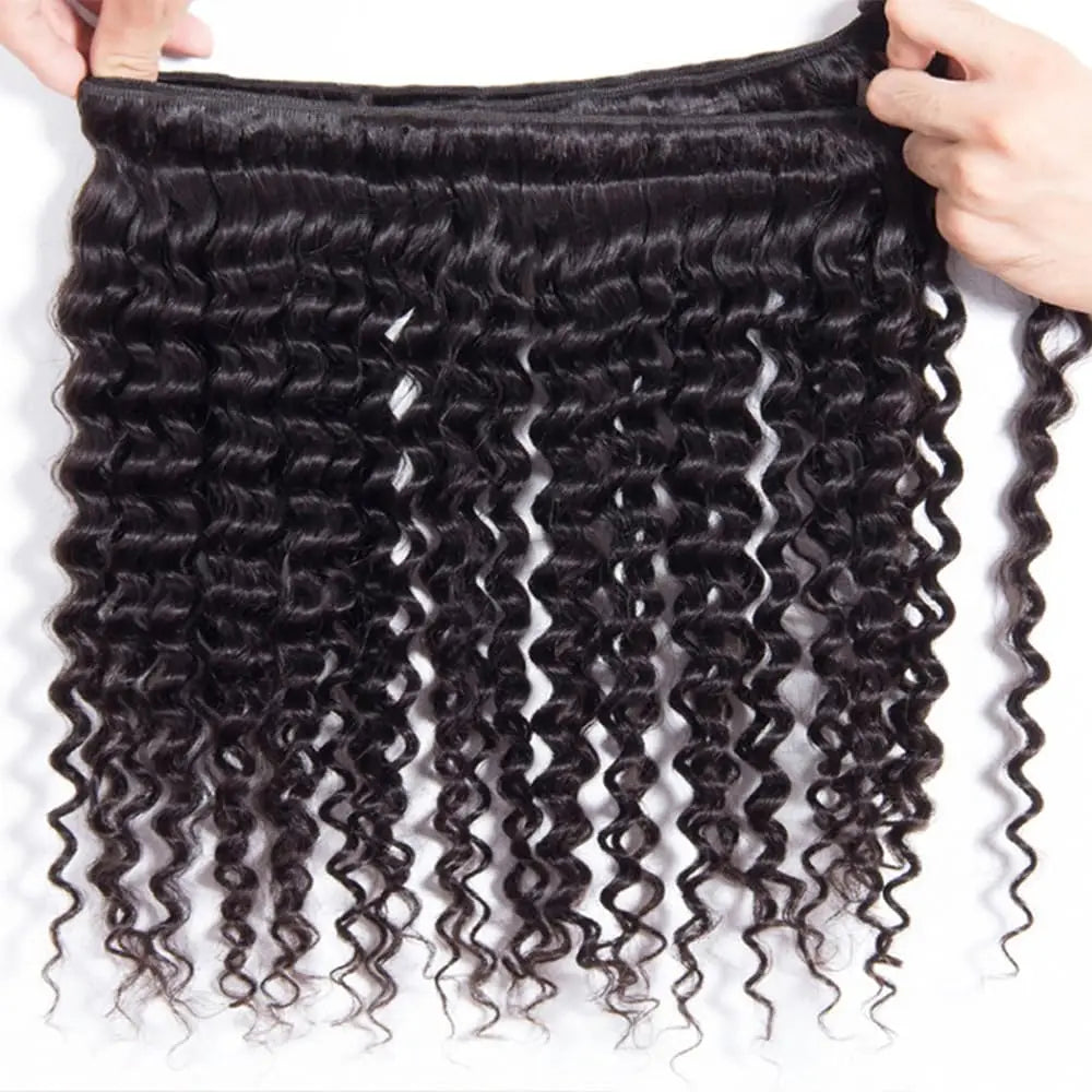 Deep Wave Human Hair Weaving Extensions - Machine Double Weft, Permed, Suitable for Darker Colors, Autumn Collection