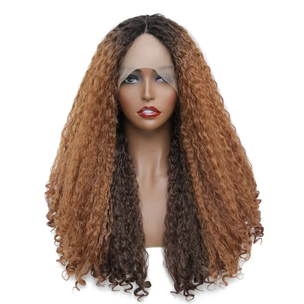 20-Inch Curly Lace Front Wig – Natural Brown Medium-Length Wig for Daily Wear