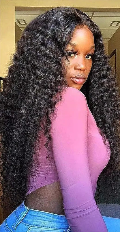 Long Deep Wave Burmese Hair Wig – 100% Remy Human Hair, Glueless Transparent Lace, 26-36 Inches, 200% Density