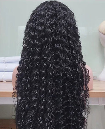 Long 26+ Inch Deep Wave Transparent Lace Frontal Wig – 100% Human Hair, Pre-Plucked, HD Lace