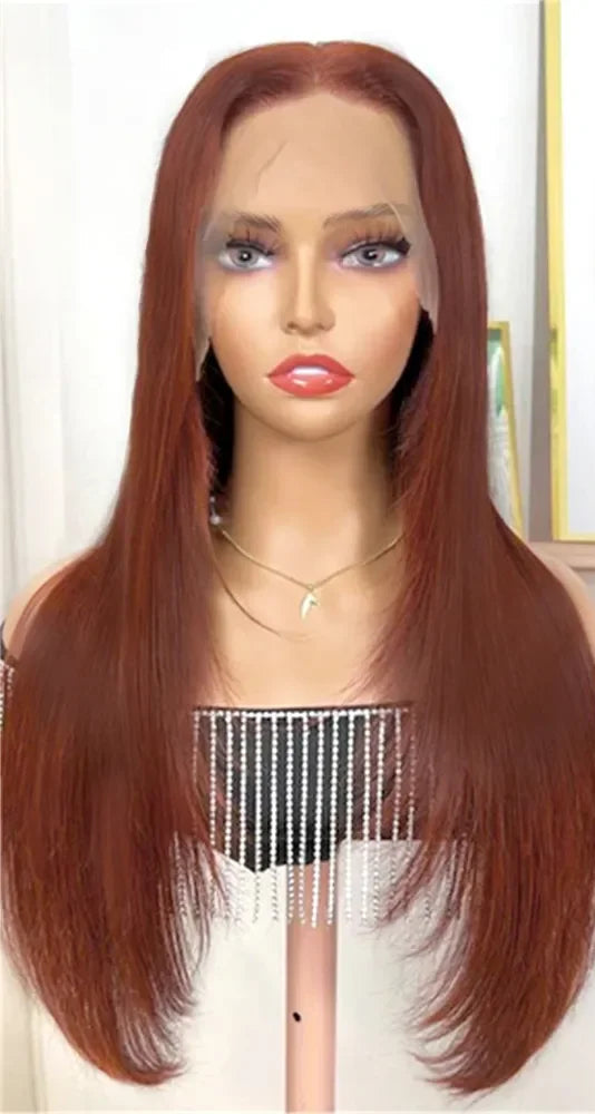 Layered Straight Synthetic Lace Front Wig – Natural Pre-Plucked Hairline & T-Part Glueless Design