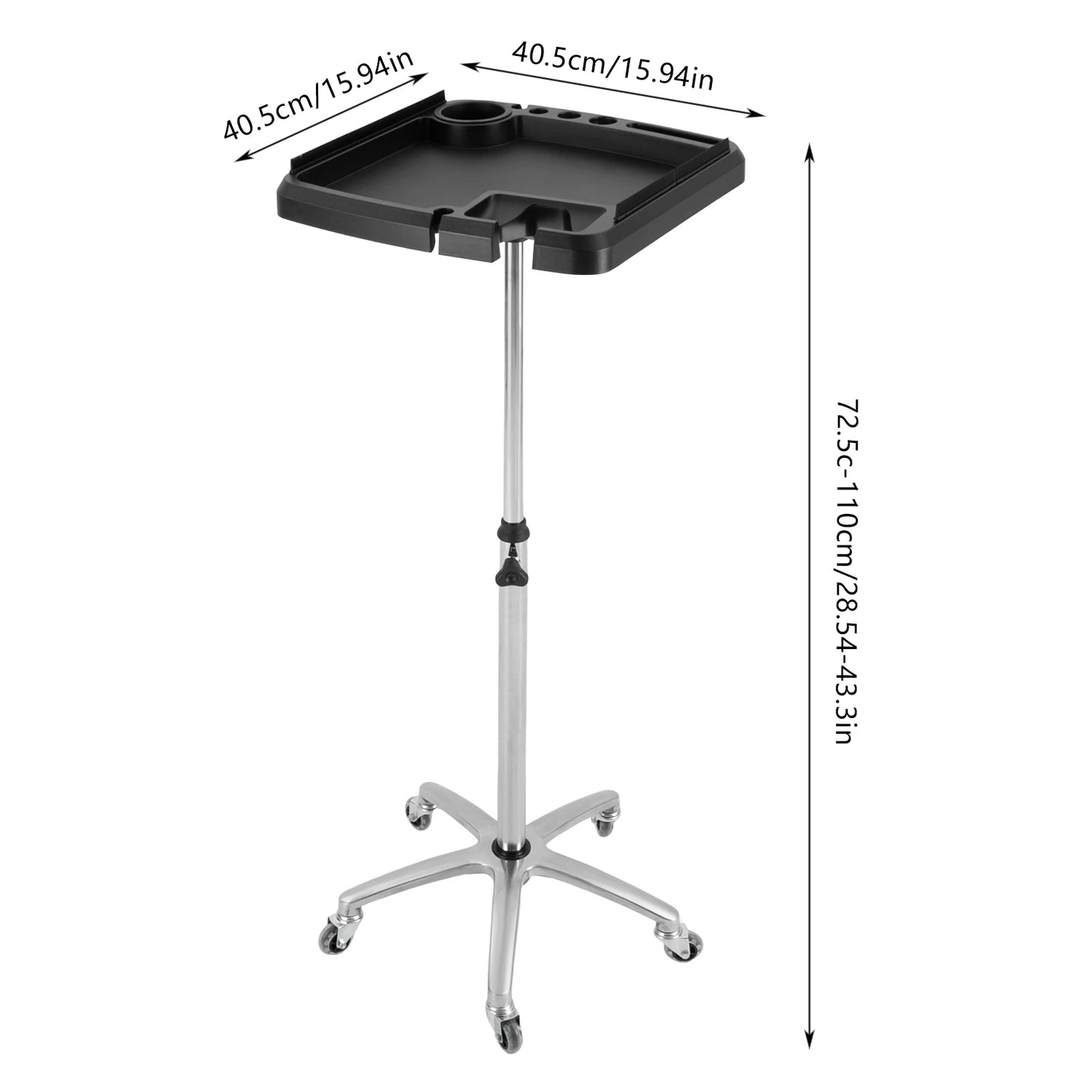 Adjustable Salon Trolley with Universal Wheels | Multi-Purpose Rolling Tray Cart for Professional Use