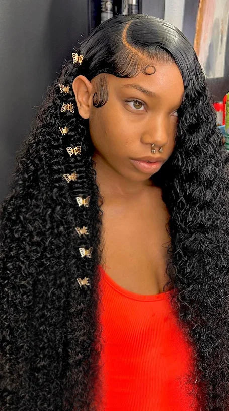 Long 26+ Inch Deep Wave Transparent Lace Frontal Wig – 100% Human Hair, Pre-Plucked, HD Lace