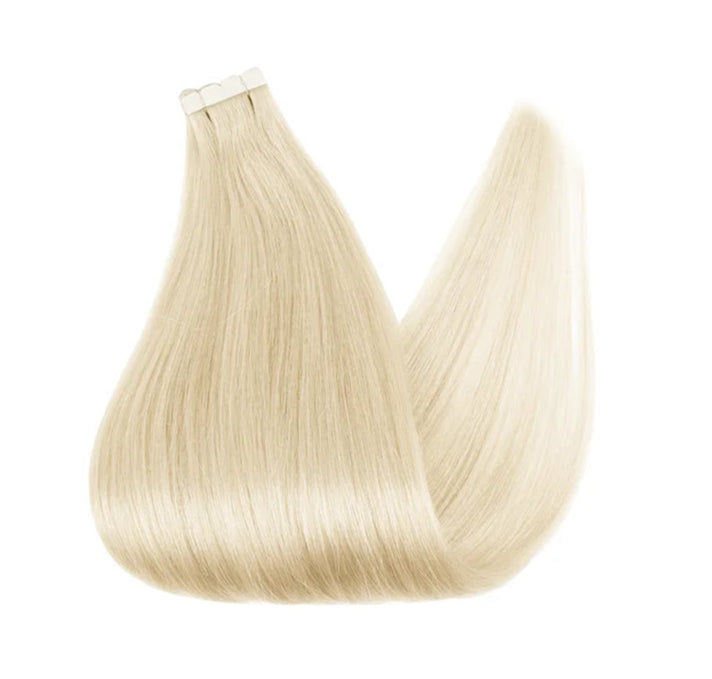 ZURIA Mini Tape-In Hair Extensions - 100% Human Hair, 12-24 Inch, 16 Pcs Straight Silky Extensions