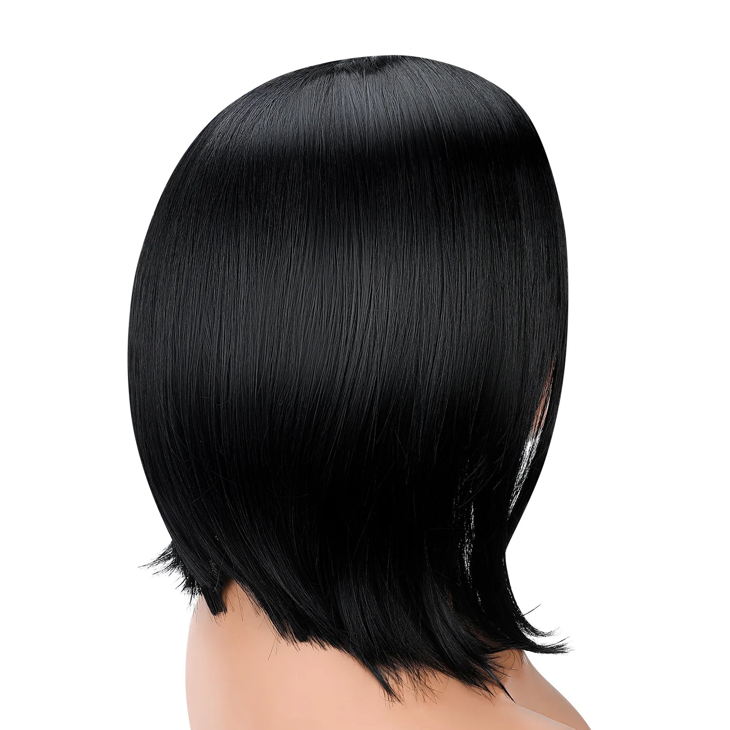 Black Mid Straight Wig for Women – Heat-Resistant Synthetic Hair, Natural Look for Daily Use & Cosplay