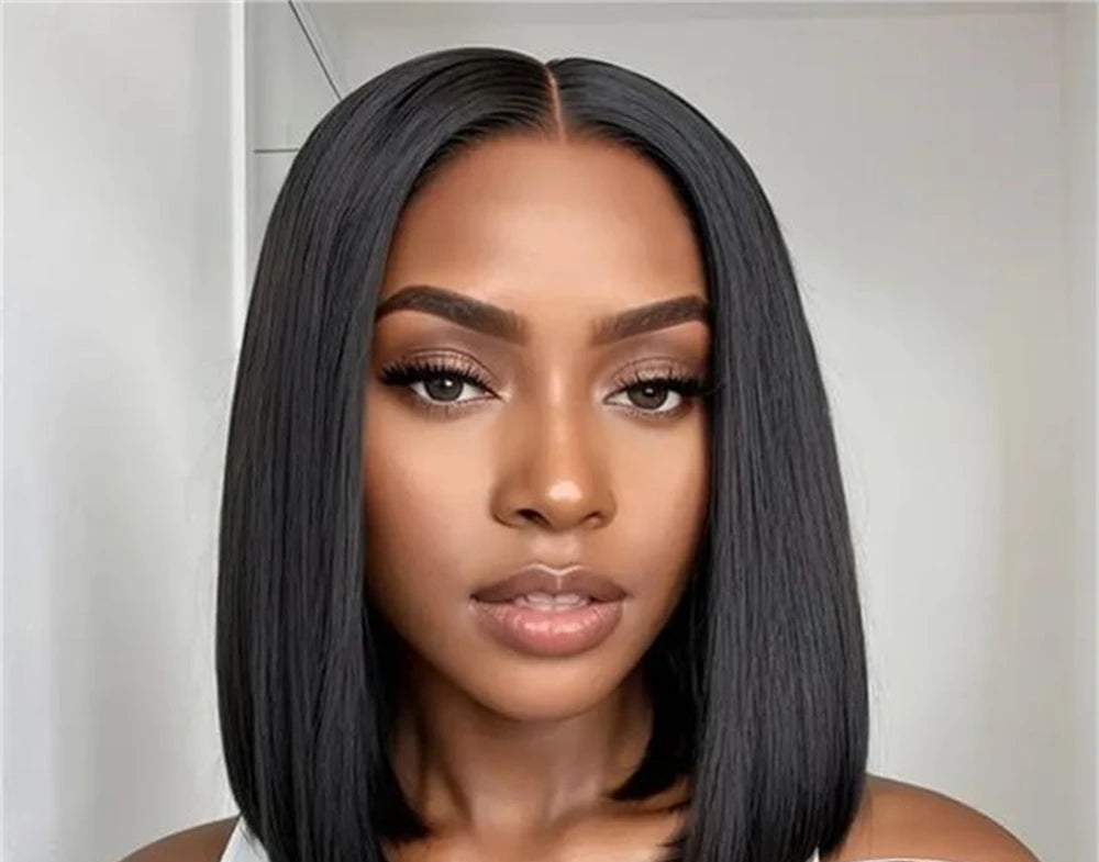Straight Bob Wig 100% Human Hair – 13x4 Transparent Lace Frontal, 200% Density, Natural Color, Long-Lasting Wear