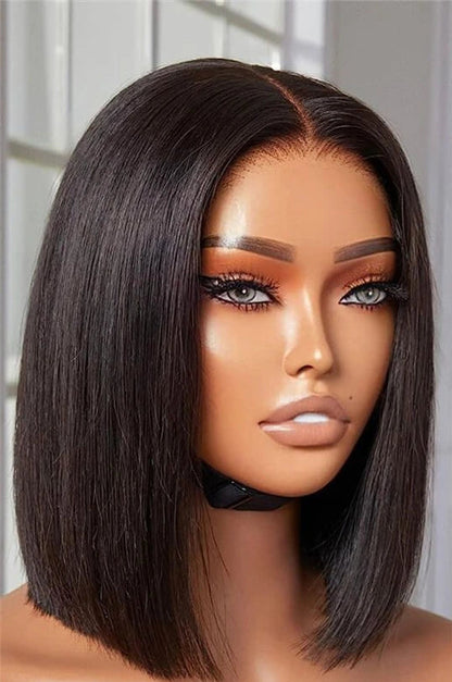 Straight Bob Wig 100% Human Hair – 13x4 Transparent Lace Frontal, 200% Density, Natural Color, Long-Lasting Wear