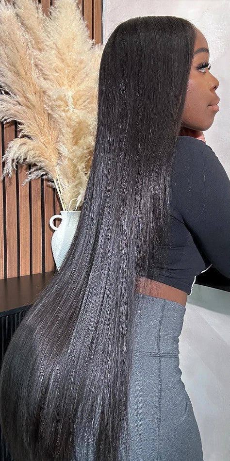 Premium Straight Human Hair Weave - Machine Double Weft, Straightened, Can Be Permed, Autumn-Ready, Suitable for Darker Dyes