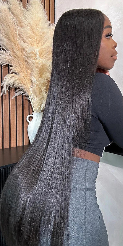 Premium Straight Human Hair Weave - Machine Double Weft, Straightened, Can Be Permed, Autumn-Ready, Suitable for Darker Dyes