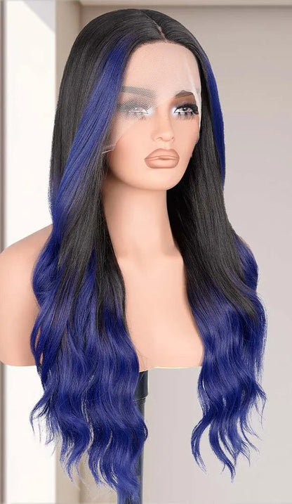 Ombre Red Lace Front Wig – Long Wavy Heat-Resistant Synthetic Hair for Black Women