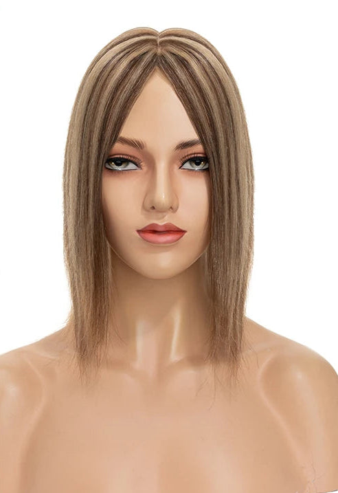 Silk Base Human Hair Toppers for Women – 100% Real Hair, Straight, Natural Volume