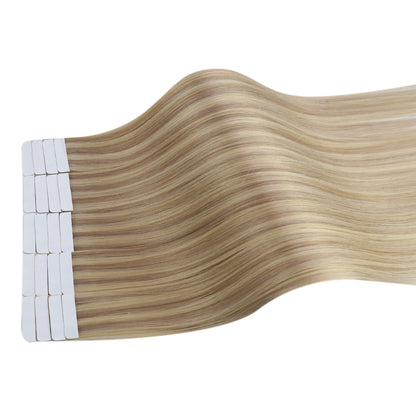 100% Real Human Remy Tape-In Hair Extensions – Straight, Natural Hair – 12-24 Inch, 20 Pieces, Seamless Skin Weft