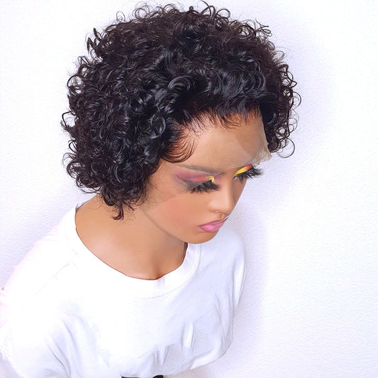 Short Real Hair Wig - Customizable Bangs, Dyeable, and Stylish Colors