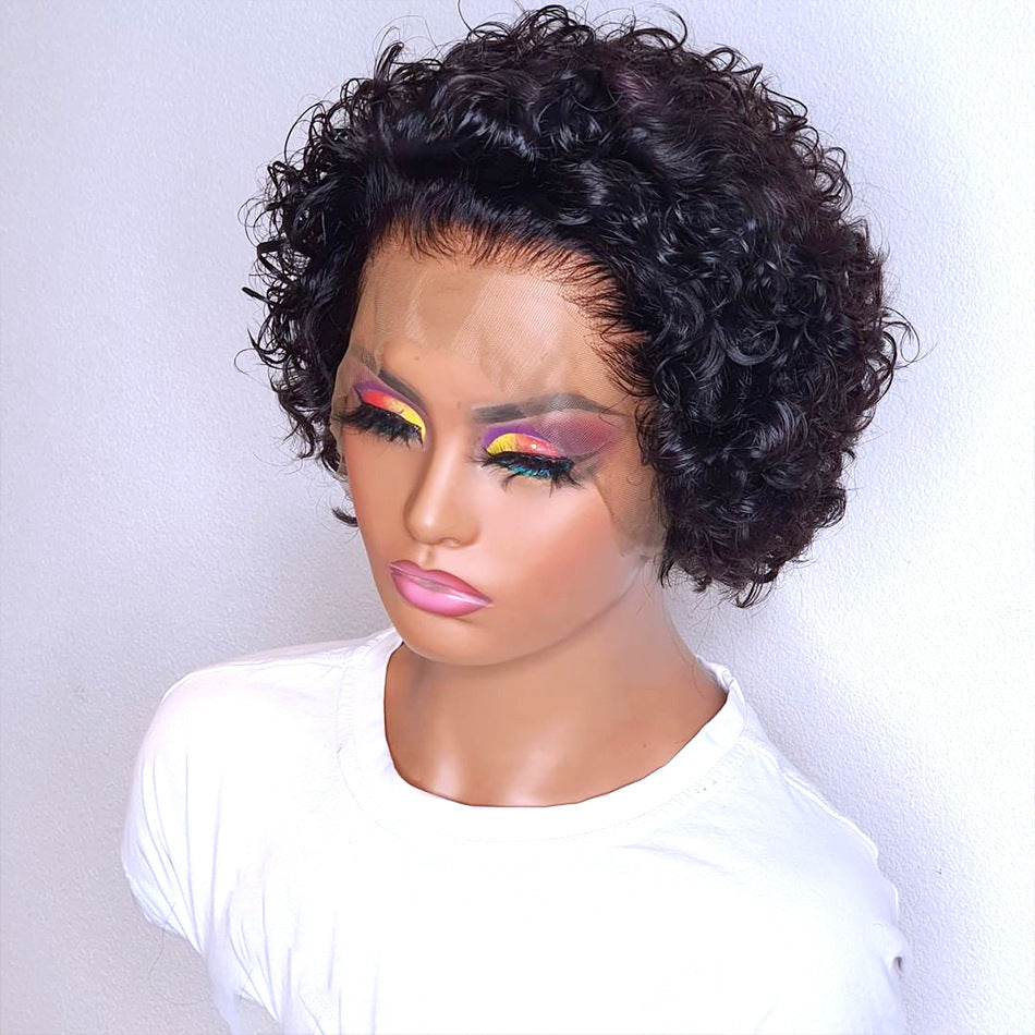 Short Real Hair Wig - Customizable Bangs, Dyeable, and Stylish Colors