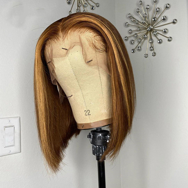 Shun Fat Highlight Straight Wig – Versatile Medium Long Real Hair