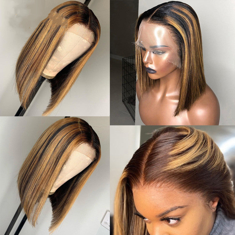 Shun Fat Highlight Straight Wig – Versatile Medium Long Real Hair