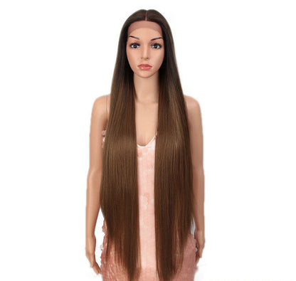 Sleek Long Straight Synthetic Headgear Wig | 38-Inch High Temperature Silk Hair in Various Colors