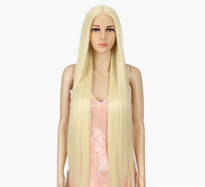 Sleek Long Straight Synthetic Headgear Wig | 38-Inch High Temperature Silk Hair in Various Colors
