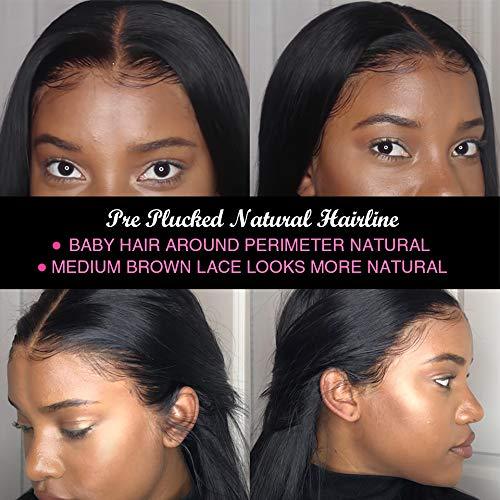Straight Front Lace Wig – 100% Human Hair, Natural Black