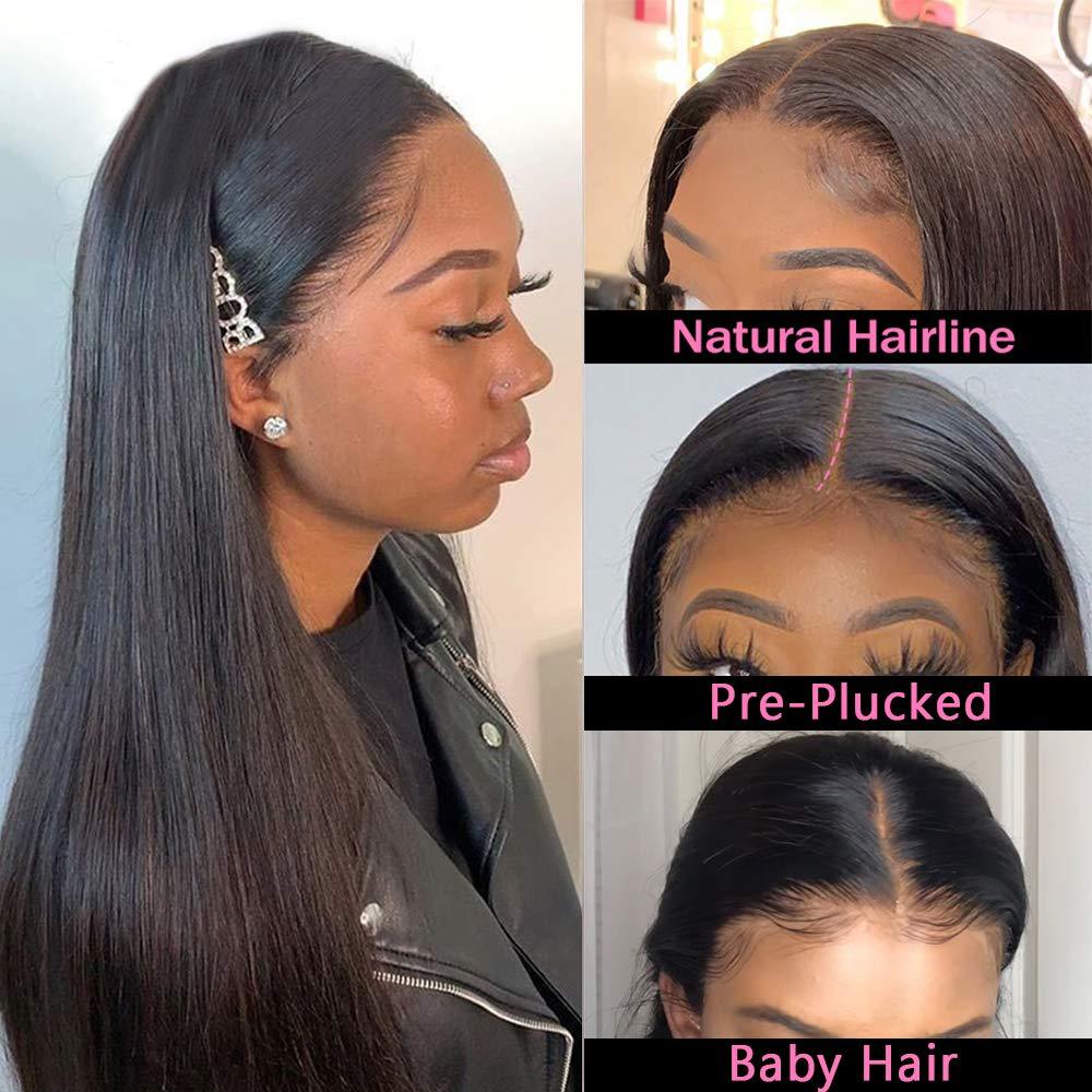 Straight Front Lace Wig – 100% Human Hair, Natural Black