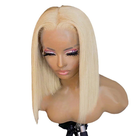 Stylish 14-Inch Lengthened Bob Wig for Ladies - Natural Look with 613# High-Temperature Fiber