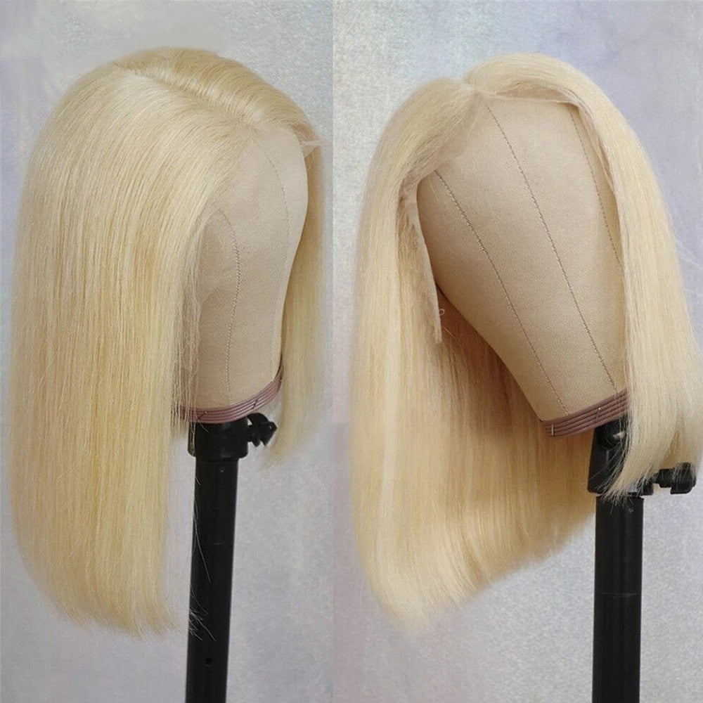 Stylish 14-Inch Lengthened Bob Wig for Ladies - Natural Look with 613# High-Temperature Fiber