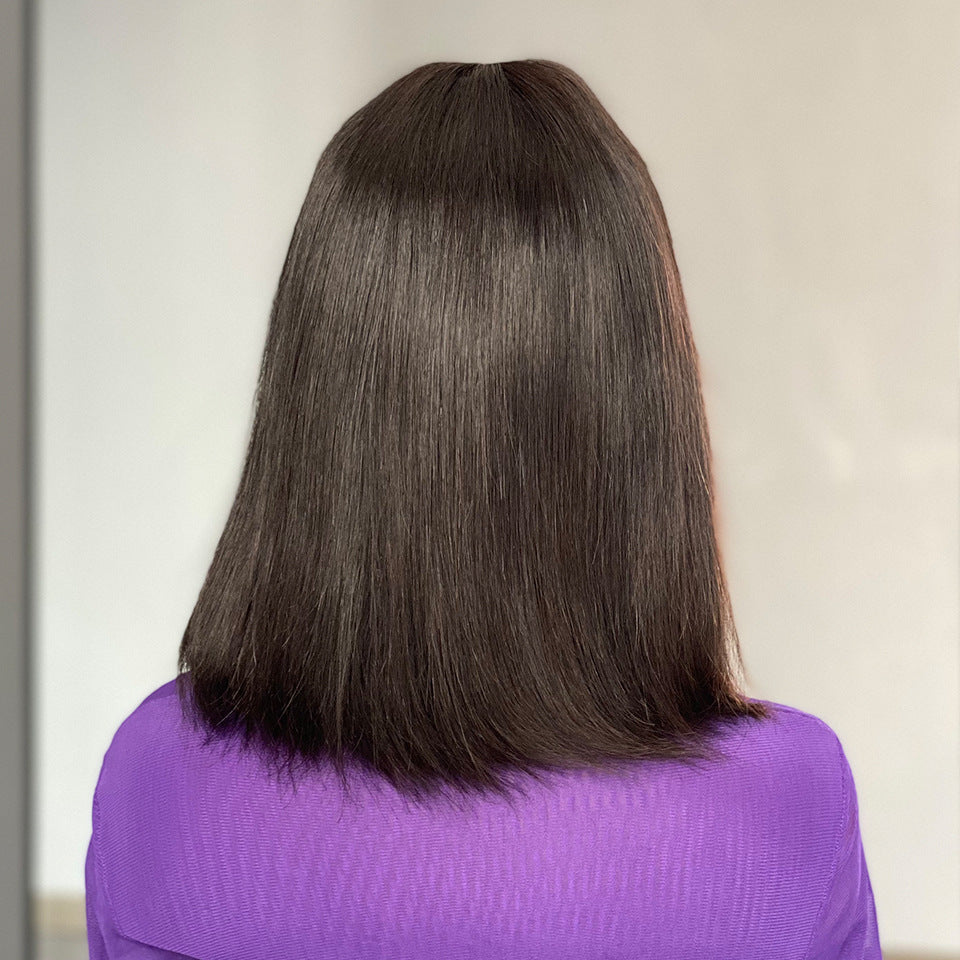 Su Bob's Natural Human Hair Lace Wig – 10 Inch, Dyeable and Ironable