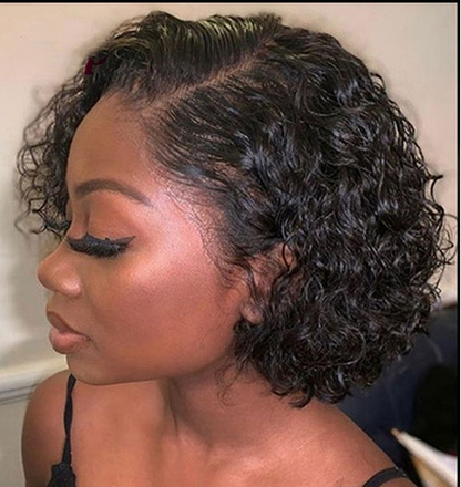 Sweet and Cute 13*4 Lace Human Hair Wig - Short Curly Styles in Vibrant Colors