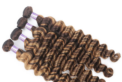 Premium Loose Deep Wave Human Hair Bundles – Ombre Colored, Natural, and Dye-Friendly