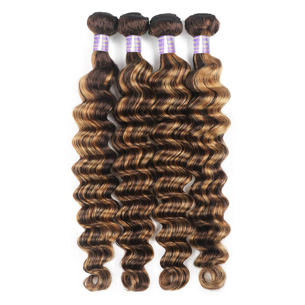 Premium Loose Deep Wave Human Hair Bundles – Ombre Colored, Natural, and Dye-Friendly